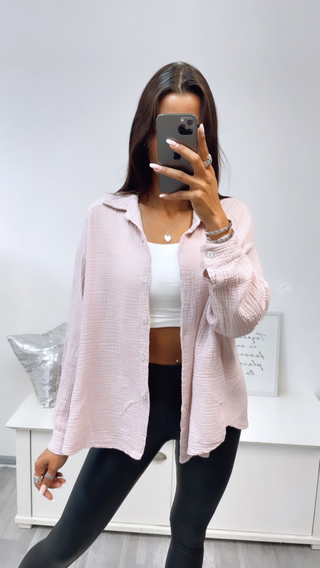 KURZE Oversize Musselin Bluse / zart rosa Art. 3184