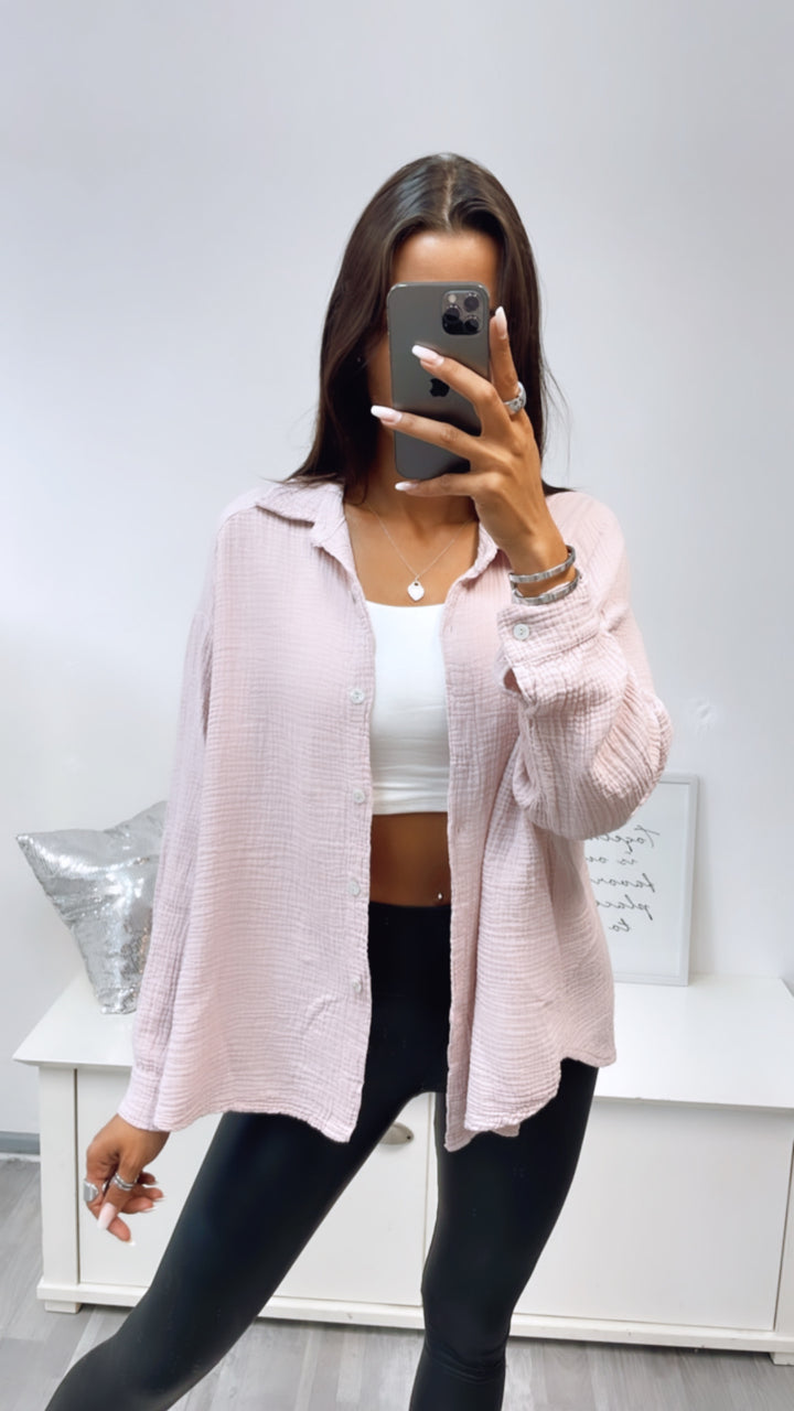 KURZE Oversize Musselin Bluse / zart rosa Art. 3184