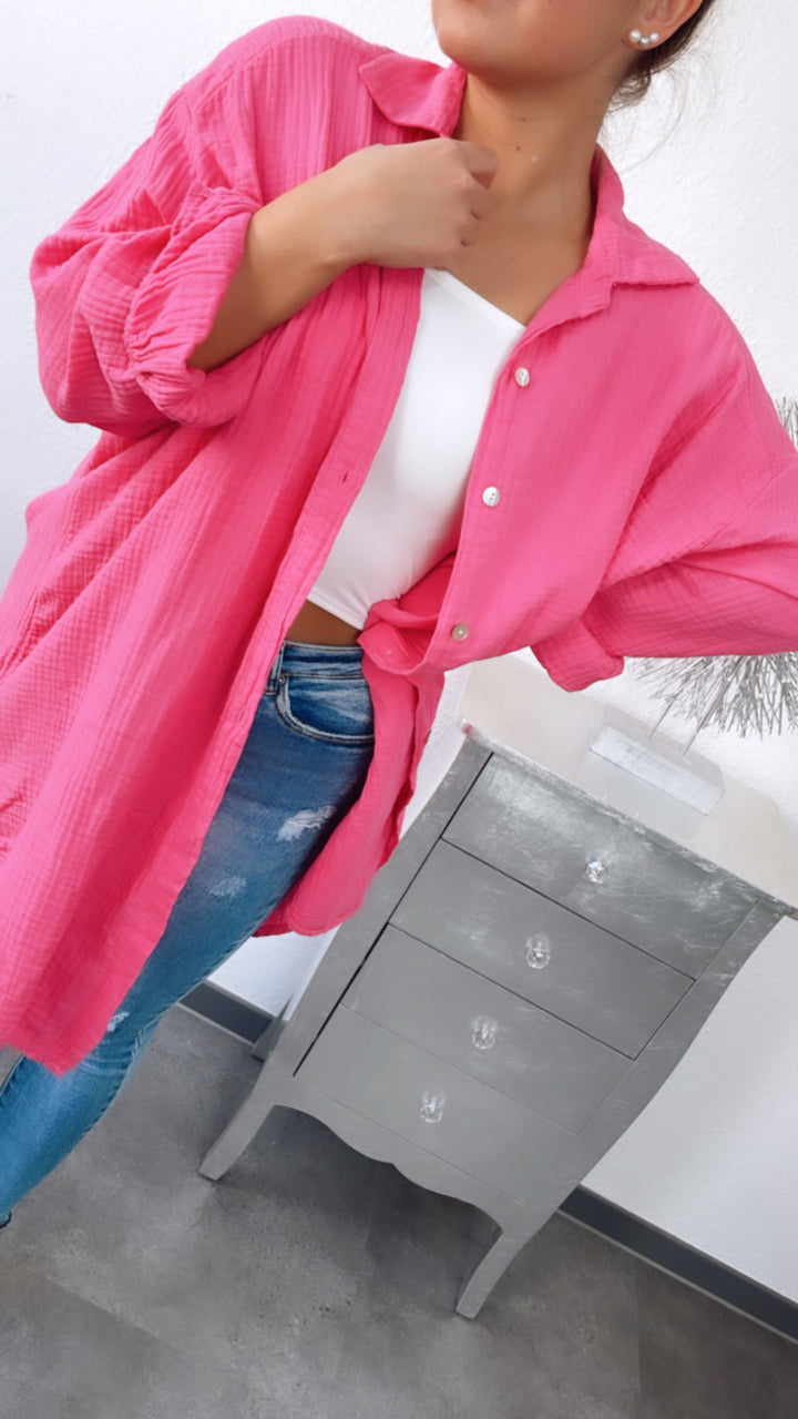 LANGE Oversize Musselin Bluse / pink Art. 2024