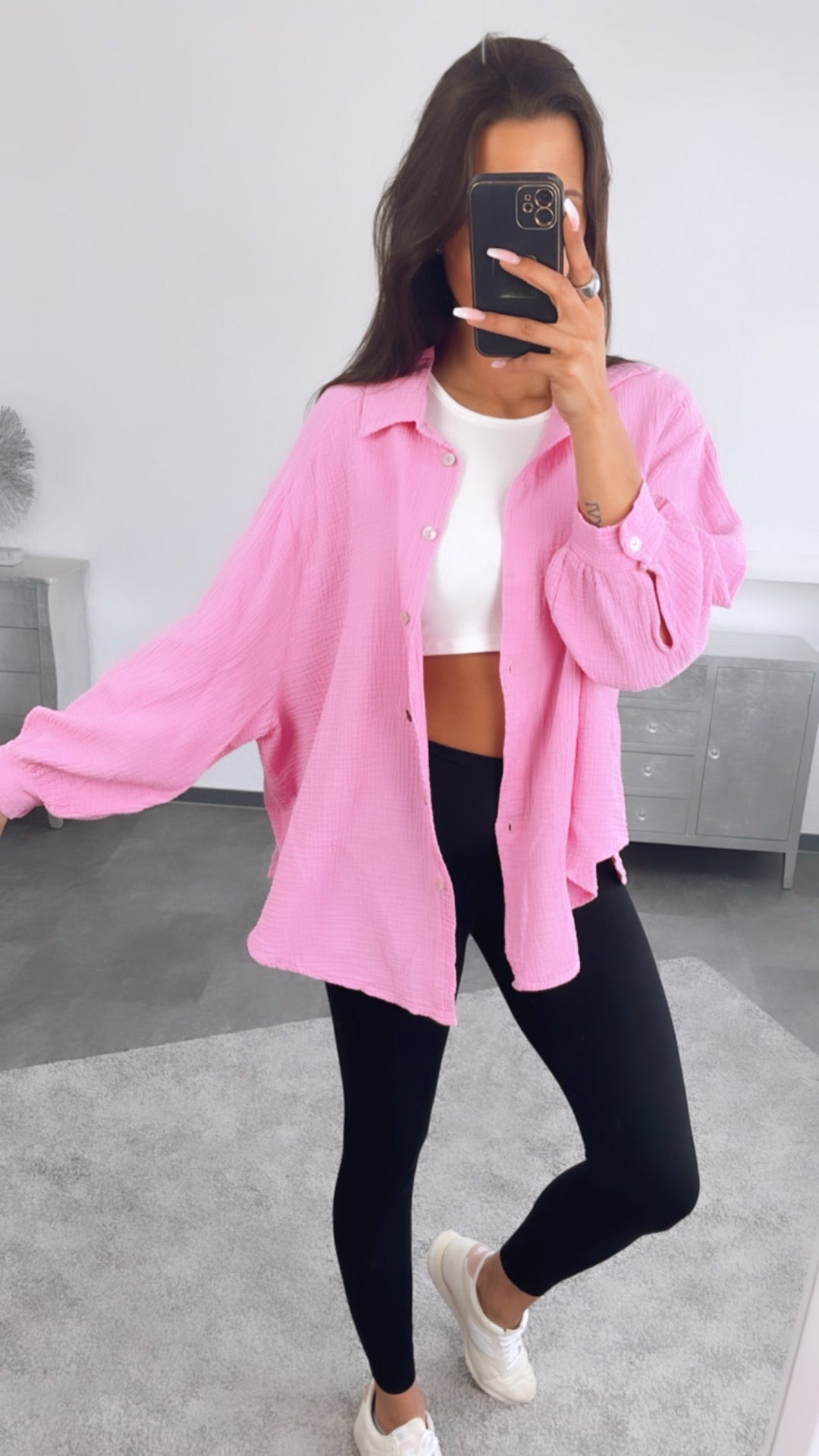 KURZE Oversize Musselin Bluse / soft pink Art. 4236