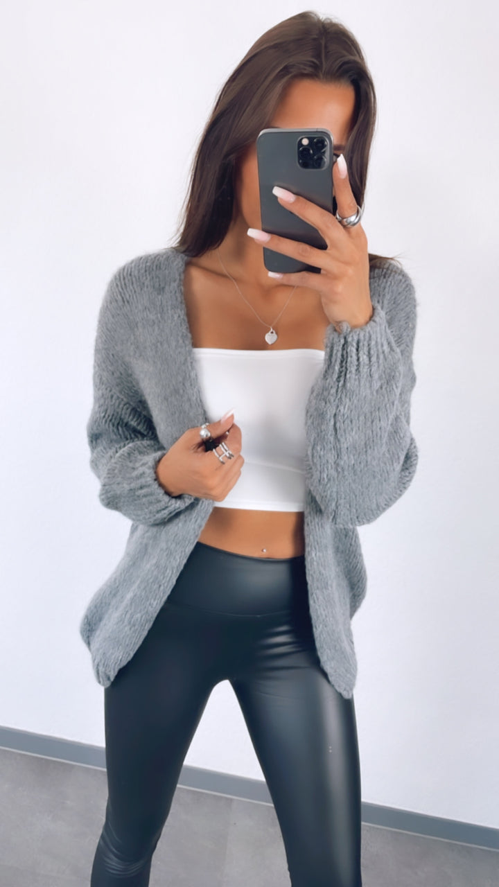 Offener Strick Cardigan / dunkel grau Art. 2788