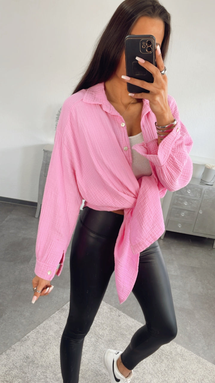 LANGE Oversize Musselin Bluse / soft pink Art. 2249
