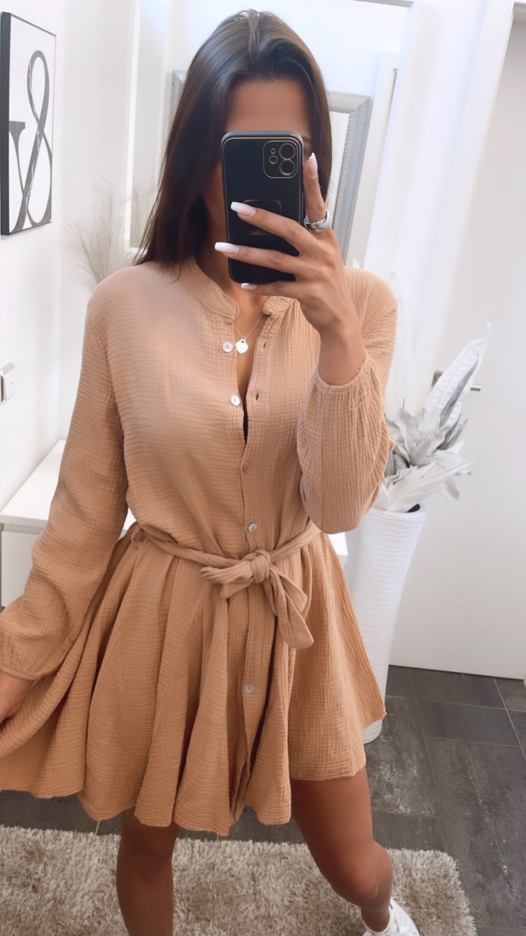 Musselin Kleid / soft camel