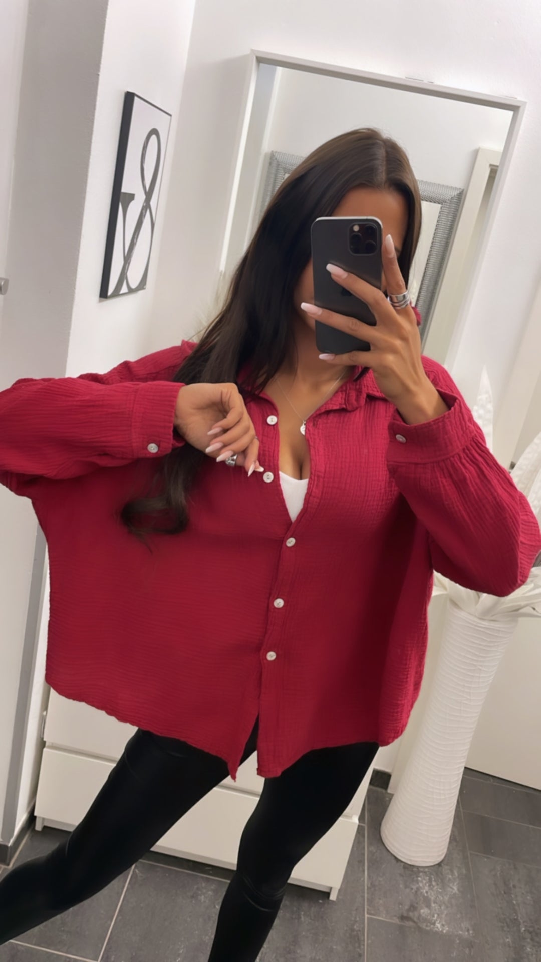KURZE Oversize Musselin Bluse / weinrot Art. 3144