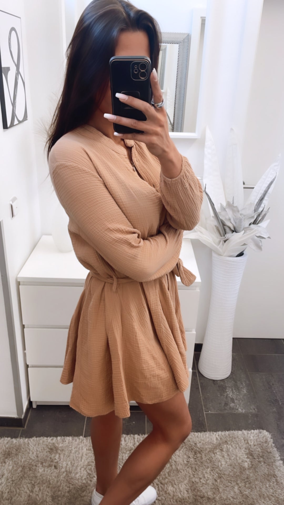 Musselin Kleid / soft camel