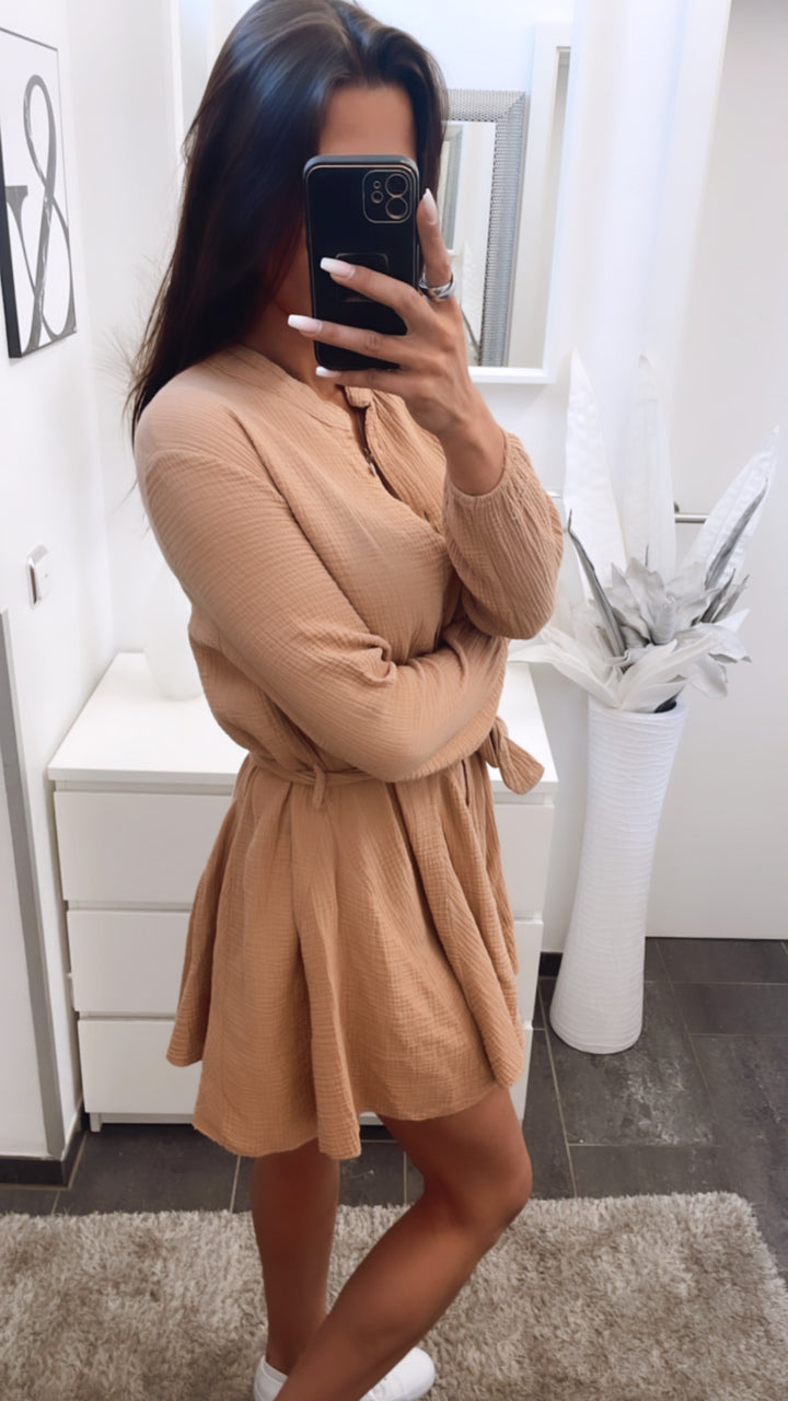 Musselin Kleid / soft camel