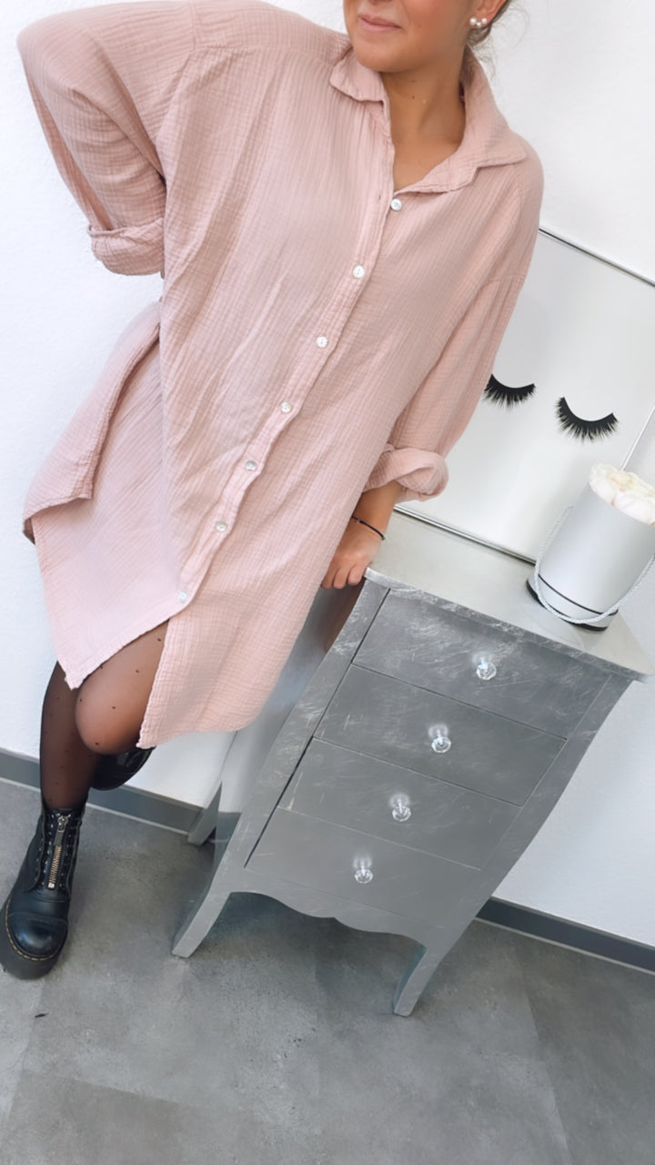 LANGE Oversize Musselin Bluse / altrosa Art. 2177